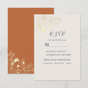 Gilded Floral Gold Wedding RSVP Card