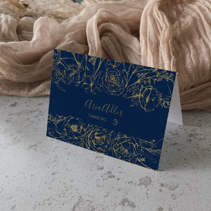 Gilded Floral   Navy and Gold Wedding Place Cards