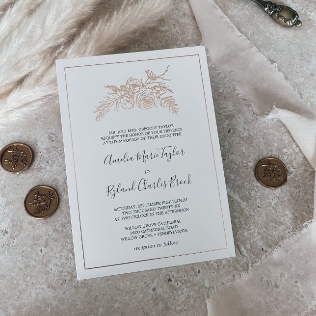 Gilded Floral | Rose Gold Foil Formal Wedding (Creator Uploaded)
