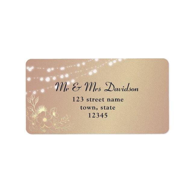 Gilded Floral Rose Gold Return Address Label (Front)