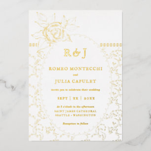 Gilded Floral Rose Vintage Front and Back Wedding