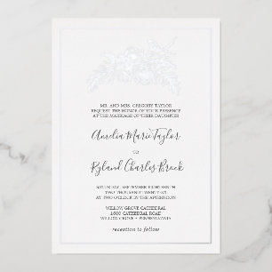 Gilded Floral Silver Foil Formal Wedding