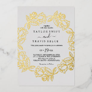 Gilded Floral Silver Foil Grey Casual Wedding
