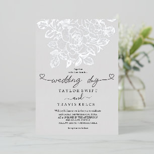 Gilded Floral Silver Foil Grey Wedding Day