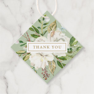 Gilded Floral Wedding Thank You Favour Tags