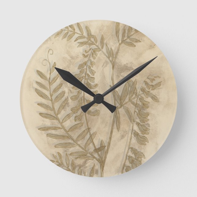 Gilded Foliage I Round Clock (Front)