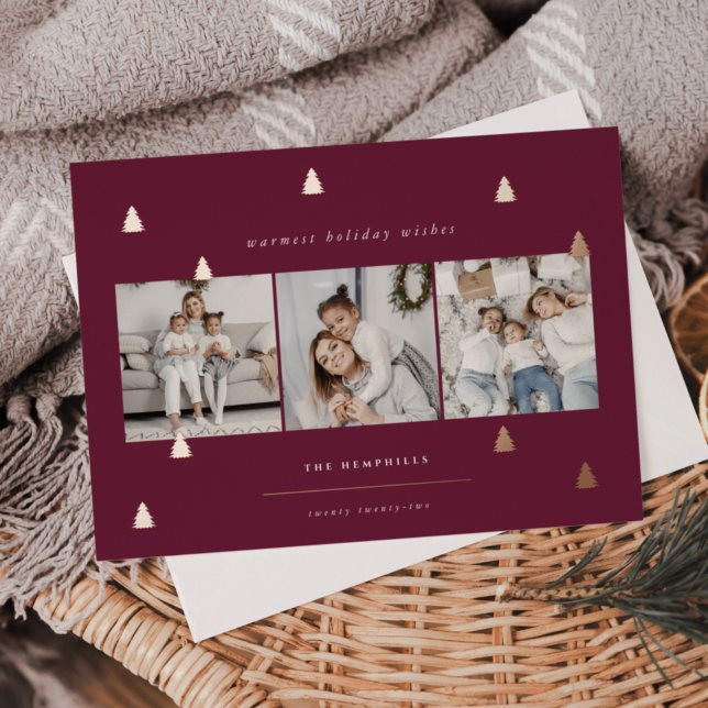 Gilded Forest | Elegant Christmas Photo Collage Foil Holiday Card (Creator Uploaded)