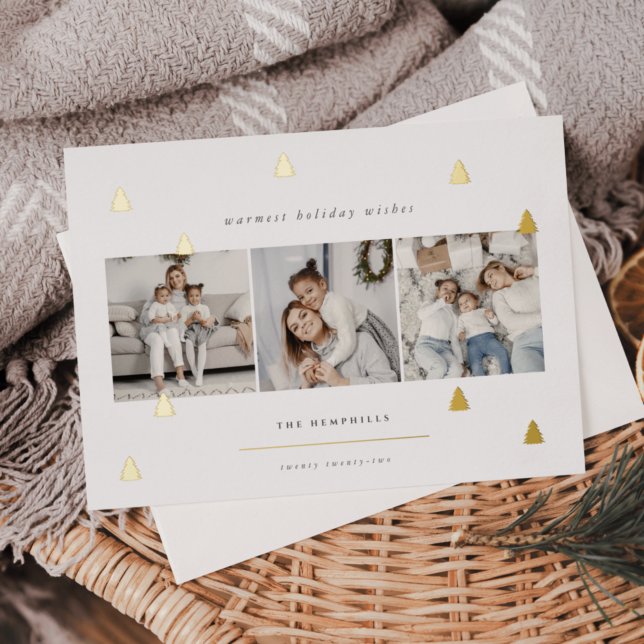 Gilded Forest | Elegant Christmas Photo Collage Foil Holiday Card (Creator Uploaded)