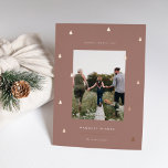 Gilded Forest | Elegant Christmas Photo Foil Holiday Card<br><div class="desc">A modern and elegant Christmas holiday card design featuring a single vertical photo on an earth tone terracotta background dotted with rose gold foil pine trees. Personalise with your custom holiday greeting,  family name and the year beneath.</div>
