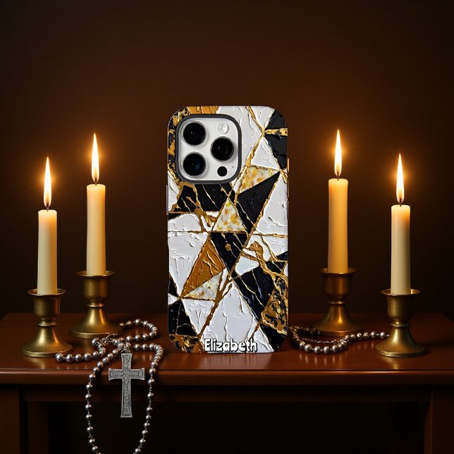 Gilded Fragments: Abstract Geometry Case-Mate iPhone Case (Creator Uploaded)
