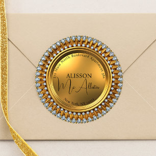 Gilded Glamour Diamond Gold Return Address Label