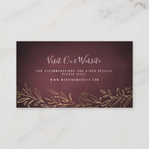 Gilded gold botanical wedding website Insert card