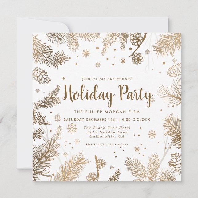 Gilded Gold Corporate Holiday Party Invitation (Front)
