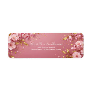 Gilded Gold Leaf Pink Cherry Blossom
