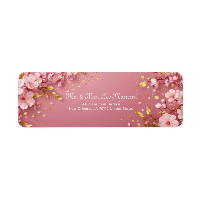 Gilded Gold Leaf Pink Cherry Blossom (Front)