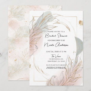 Gilded Gold Sage & Blush Botanical Bridal Shower Invitation