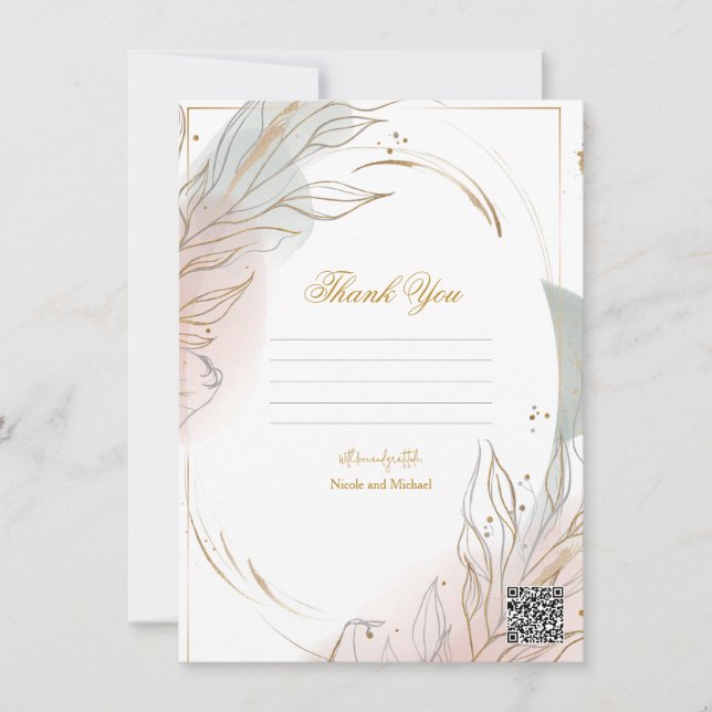 Gilded Gold Sage & Blush Botanical Wedding  Invitation (Front)