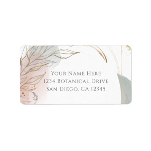 Gilded Gold Sage & Blush Botanical Wedding  Label