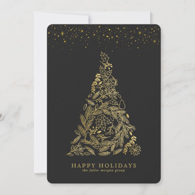 Gilded Gold Tree Corporate Holiday Card (Front)