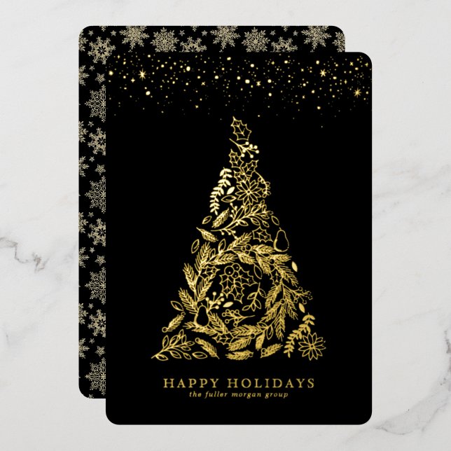 Gilded Gold Tree Corporate Holiday Card (Front/Back)