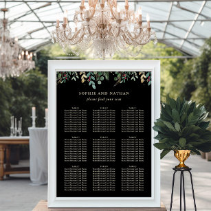 Gilded Greenery Black   Christmas Wedding Poster