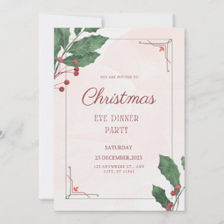 Gilded Greenery Christmas eve party Invitation