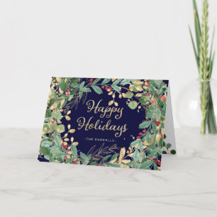 Gilded Greenery Happy Holidays Holiday Card