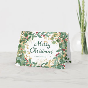 Gilded Greenery   Merry Christmas Holiday Card