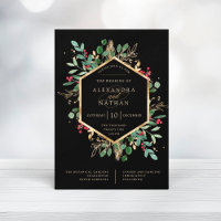 Gilded Greenery on Black | Christmas Wedding
