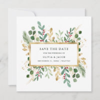 Gilded Greenery on White | Christmas Holiday Photo