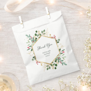 Gilded Greenery on White   Christmas Wedding Favour Bags