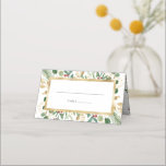 Gilded Greenery on White | Christmas Wedding Place Card<br><div class="desc">These gorgeous holiday wedding table number place cards feature a faux gold geometric frame with matching gold leaves,  Christmas greenery,  and red holly berries on a crisp white background. You can add your initials or monogram and wedding date on the back. Perfect for your elegant winter wedding.</div>