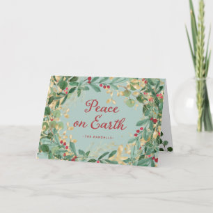 Gilded Greenery Peace on Earth Holiday Card