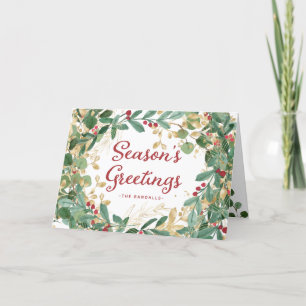 Gilded Greenery Season's Greetings Holiday Card