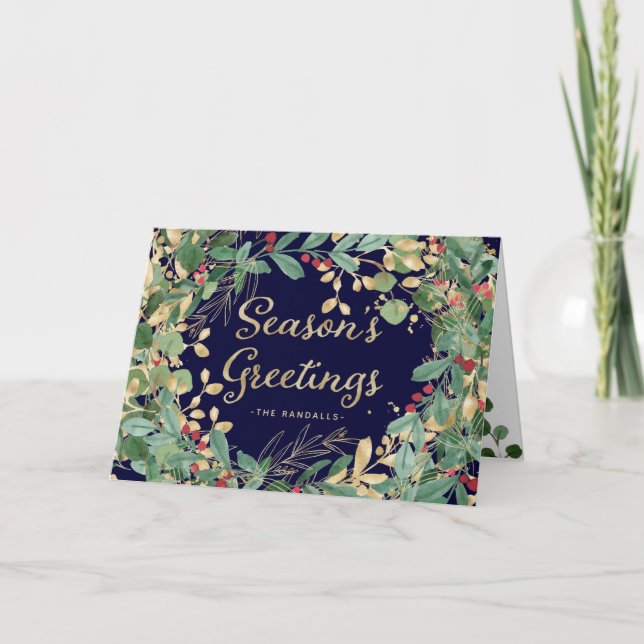 Gilded Greenery | Season's Greetings Holiday Card (Front)