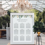 Gilded Greenery White | Christmas Wedding Poster<br><div class="desc">This gorgeous holiday wedding seating chart features an elegant botanical border along the top with faux gold leaves,  Christmas greenery,  and red holly berries on a modern white background. Perfect for your elegant winter wedding.</div>