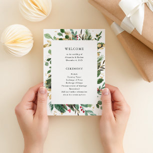 Gilded Greenery White   Holiday Wedding Programme