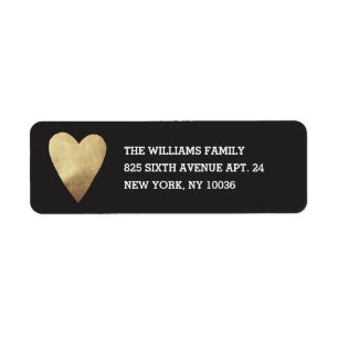 Gilded Heart Address Label - Black