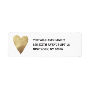 Gilded Heart Address Label - White