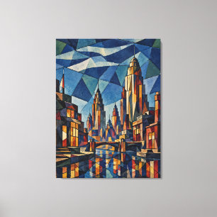 Gilded Horizon Art Deco Architectural Cubist Canva Canvas Print