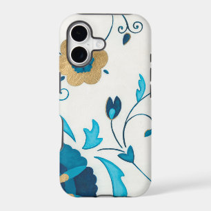 Gilded Indigo Flowers with White Background