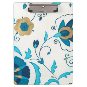 Gilded Indigo Flowers with White Background Clipboard