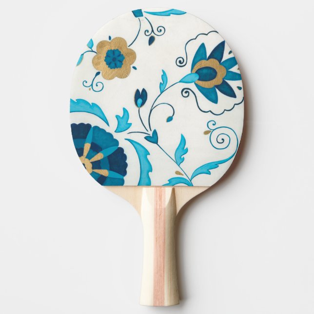 Gilded Indigo Flowers with White Background Ping Pong Paddle (Front)