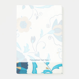 Gilded Indigo Flowers with White Background Post-it Notes