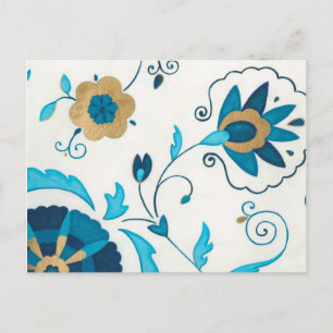 Gilded Indigo Flowers with White Background Postcard