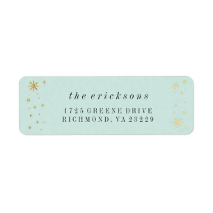Gilded Joy Mint & Gold Foil Holiday Address Label
