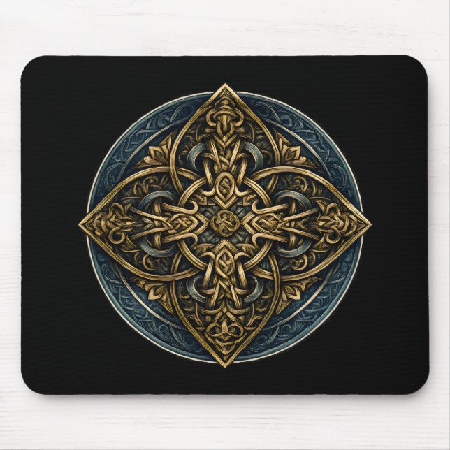 Gilded Knot Continuum — Ornate Celtic Mouse Mat (Front)