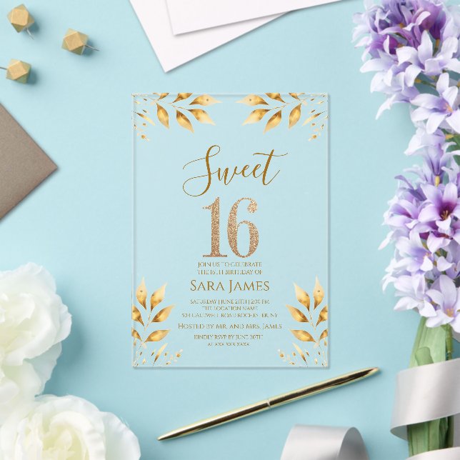 Gilded Majesty Sweet 16 Acrylic Invitation (Insitu (Wedding))
