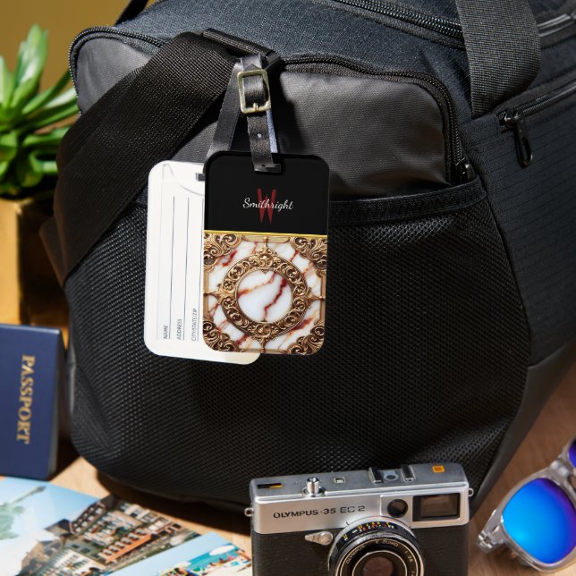 Gilded Marble Frame Luggage Tag (Front & Back)