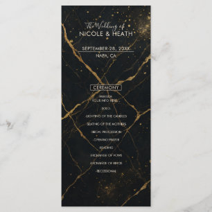 Gilded Midnight Marble Black & Gold Wedding Menu